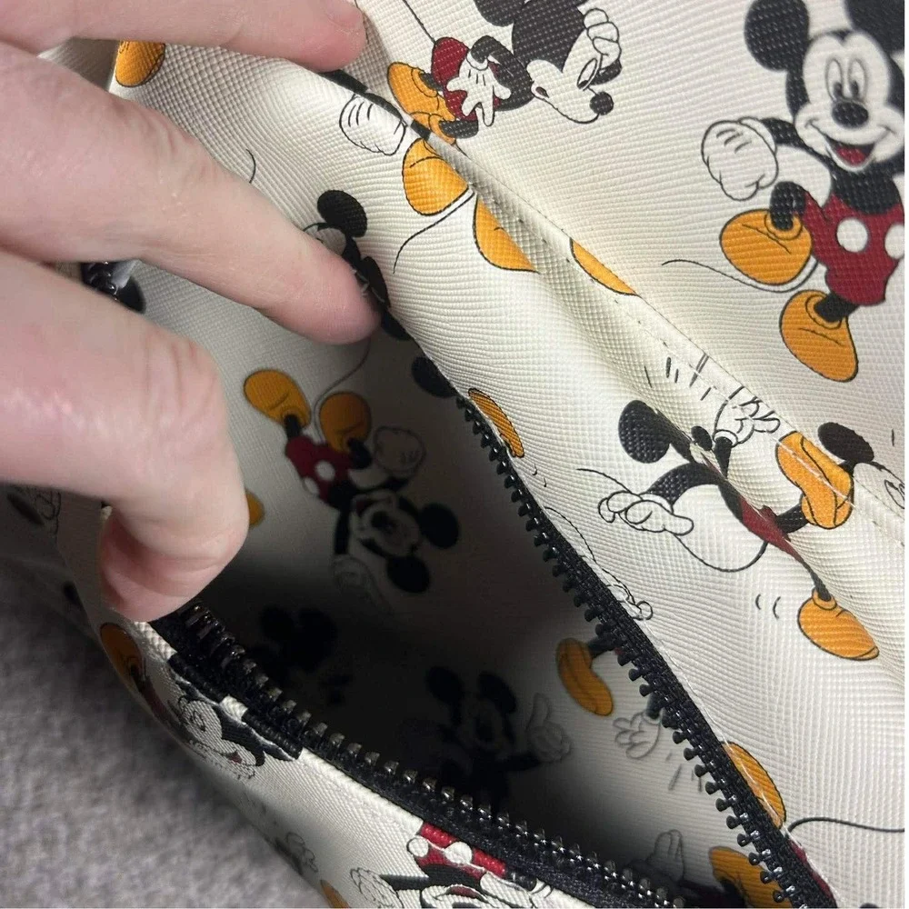 Disney Mickey Mouse Mini Backpack All Over Print Character Bag Small Cream Black
